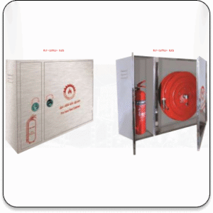 Stainless Steel Fire Hose Reel Cabinet with Extinguisher Outside Wall