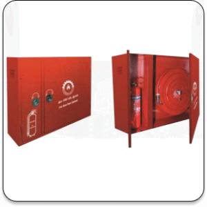 Fire Hose Reel Cabinet with Extinguisher Outside Wall